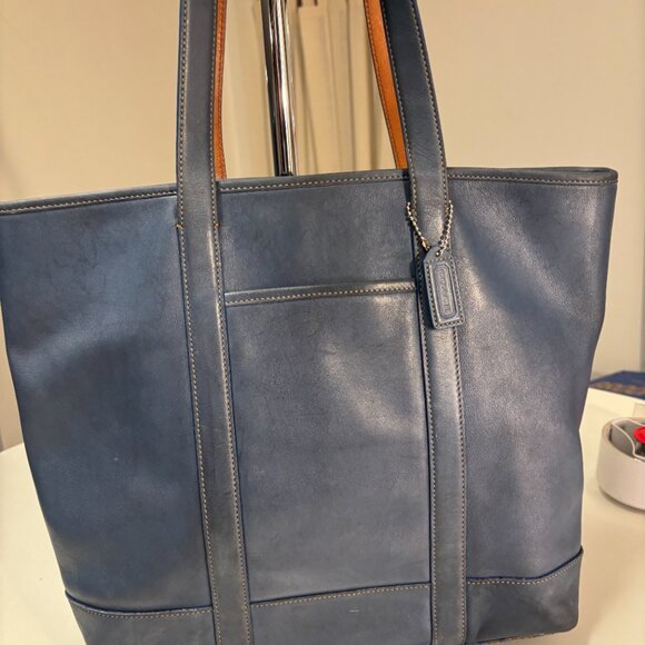 Coach Handbags - 2003 Vintage Coach Leatherware Tote – Steel Blue & Cognac Leather